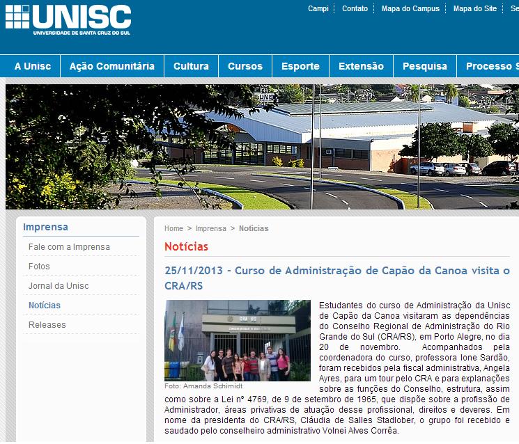 Curso de Administração de Capão da Canoa visita o CRA-RS